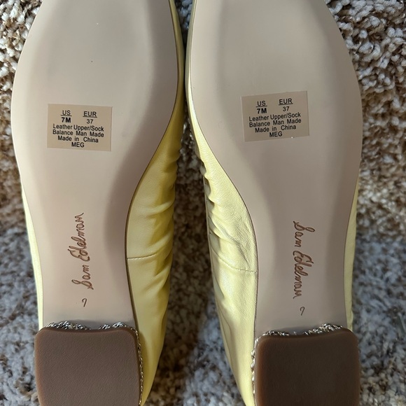 Sam Edelman Pale Yellow Leather Ballet Flats with Bow - Picture 3 of 4